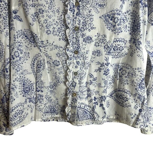 Pierre Cardin blue floral button down shirt. Size 10 - Picture 6 of 8